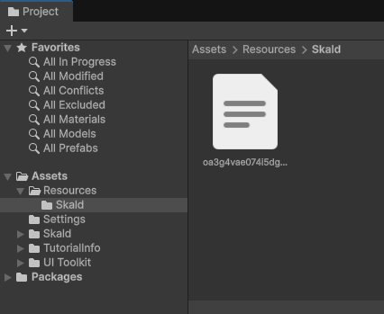 Imported project file in the Project window